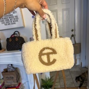 Telfar x Ugg Shearling Mini Bag in Cream and Brown Suede